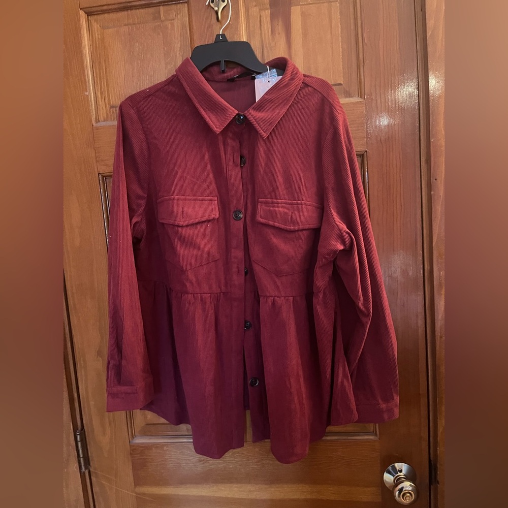 NWT long sleeve lightweight corduroy button down women’s top